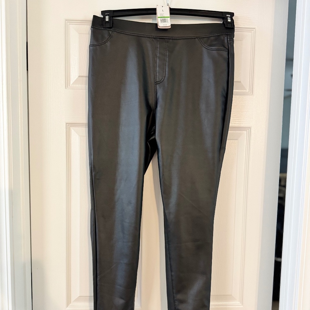 Philosophy Republic clothing Faux Leather black straight leg leggings size L